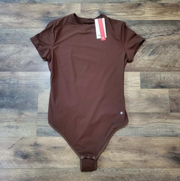 Popilush Mocca Short Sleeve Round Neck Casual Shapewear Bodysuit Size Medium - Picture 6 of 11